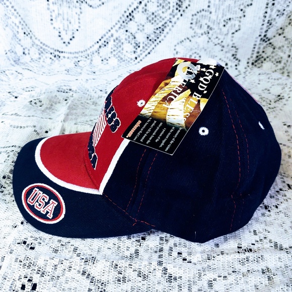 VINTAGE WITH TAGS GOD BLESS AMERICA USA AMERICAN FLAG 9/11 HAT COLOSSEUM OSFA - Picture 2 of 11